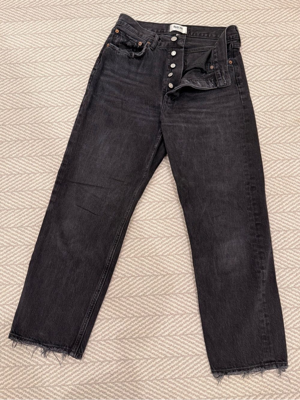 AGOLDE 90s Crop Black Washed High-Rise Denim Jeans